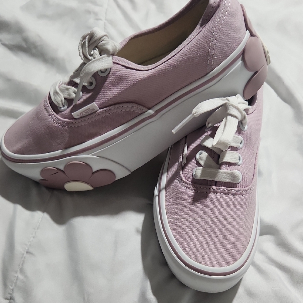 Vans Lilac Canvas Sneakers with Floral Detail